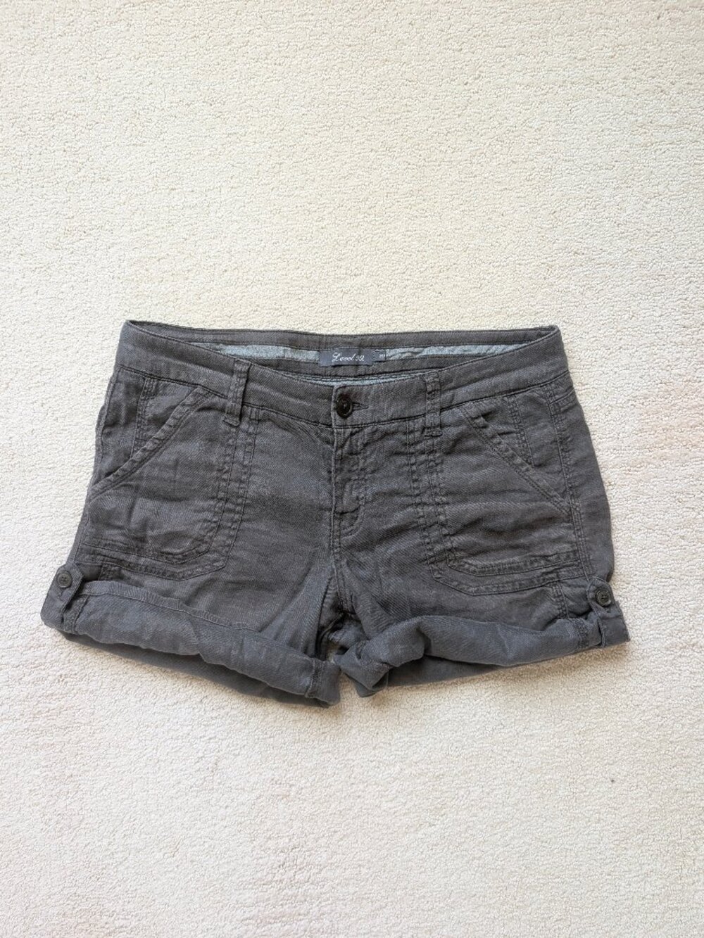 Anthropologie Level 99 Women's 30 Linen Blend Roll up Button Tab Shorts Black